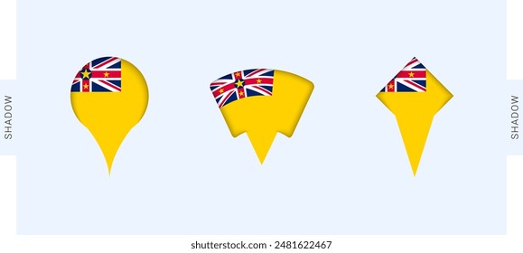 Niue Map Markers Set. Perfect for projects related to Niue, travel, geography, and international representation. Vector collection.