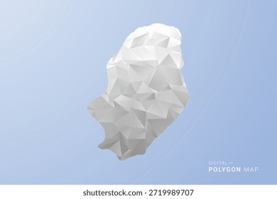 Niue Mapa - estilo polígono vetor ilustração em cinza, branco e tom azul, baixo-poli design geométrico, silhueta mínima, adequado para infográfico e design moderno.