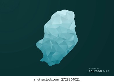 Niue Map - Polygon style vector illustration in green and blue low poly geometric design, clean minimal silhouette for infographic.