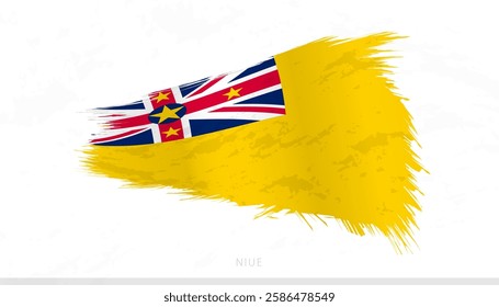 Niue National Flag with Textured Brush Strokes. Artistic Brush Stroke Design.