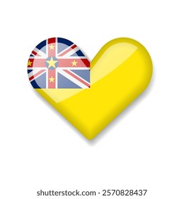 Niue - Shiny Flag in the Form of Heart. Vector Illustration.