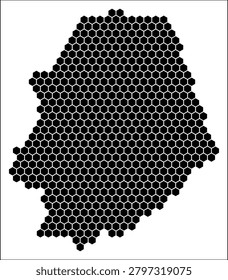 Niue simple black and white hexagon map shape template. Country plain hexagon cell dots. Niue flat honeycomb boundary. Vector Illustration.
