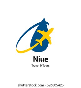 Niue Travel and Tours logo. Vector travel company logo design - Country map Leisure travel logo template. Tourism emblem, leisure center - vector illustration