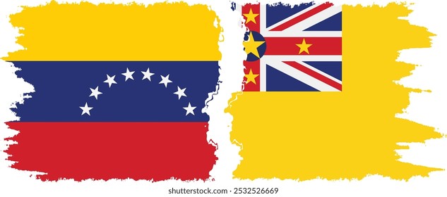 Niue y Venezuela grunge banderas conexión, Vector