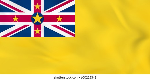 Niue waving flag. Niue national flag background texture. Vector illustration.