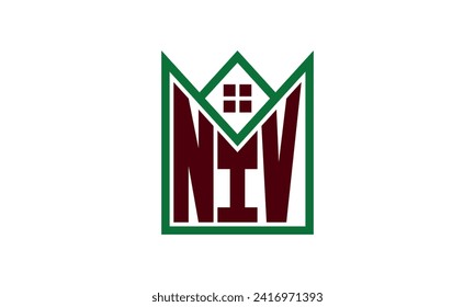 NIV initial letter real estate builders logo design vector. construction ,housing, home marker, property, building, apartment, flat, compartment, business, corporate, house rent, rental, commercial 