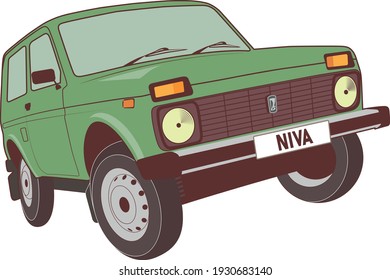 NIVA. Russian car. Stock vector illustration.