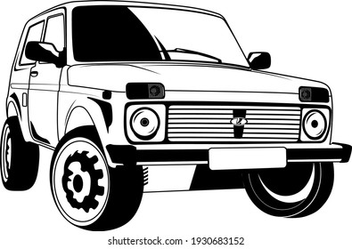 NIVA. Auto ruso. Ilustración vectorial de material.