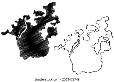 Niwari district (Madhya Pradesh State, Sagar division, Republic of India) map vector illustration, scribble sketch Niwari map