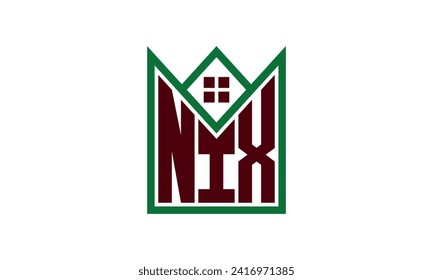 NIX initial letter real estate builders logo design vector. construction ,housing, home marker, property, building, apartment, flat, compartment, business, corporate, house rent, rental, commercial 