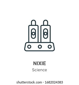 Icono de vector de contorno nixie. Icono de nixión negro en línea delgada, ilustración de elemento simple vector plano del concepto científico editable trazo aislado en fondo blanco