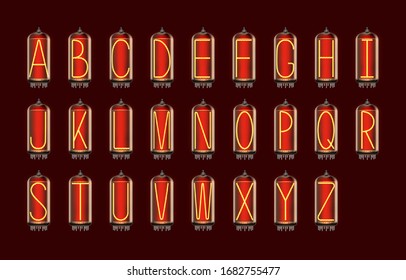 Nixie tube indicator lamp with Alphabet letters set