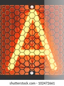 Nixie tube indicator. Letter "A" from retro, Transparency guaranteed. Vector illustration.