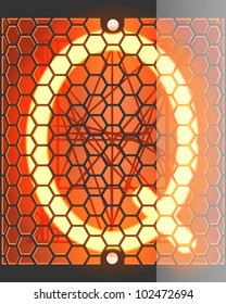 Nixie tube indicator. Letter "Q" from retro, Transparency guaranteed. Vector illustration.