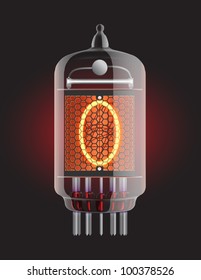 Nixie tube indicator. The number of retro. Vector illustration.