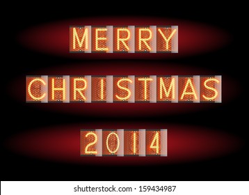 Nixie tube indicator of retro. Merry Christmas 2014. Vector illustration. 