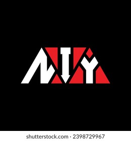 NIY triangle letter logo design with triangle shape. NIY triangle logo design monogram. NIY triangle vector logo template with red color. NIY triangular logo Simple, Elegant, and Luxurious design.