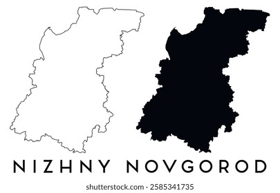 Nizhny Novgorod city map outline and black silhouette vector