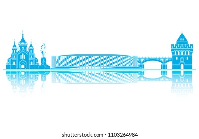 Nizhny Novgorod landmarks silhouette. World cup 2018.