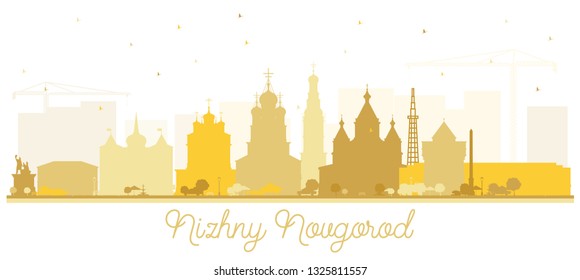 Nizhny Novgorod Russia City Skyline Silhouette with Golden Buildings Isolated on White Background. Vector Illustration. Tourism Concept with Historic Architecture. Nizhny Novgorod Cityscape.