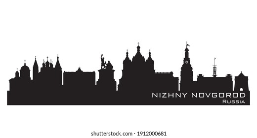 Nizhny Novgorod Russia skyline Detailed vector silhouette