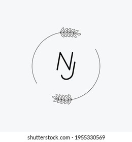 NJ Beauty vector initial logo, handwriting logo of initial signature