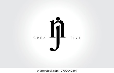 NJ Elegant Serif Monogram Logo – Luxury Lowercase Typographic Lettermark for Modern Branding