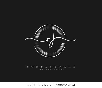 NJ initial handwriting logo template vector