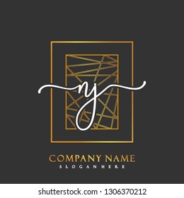 NJ Initial Handwriting logo template vector