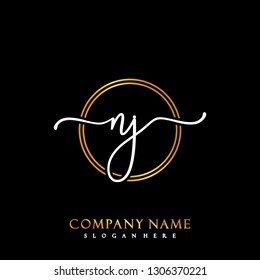 NJ Initial Handwriting logo template vector