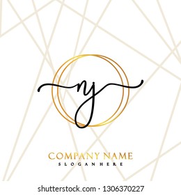 NJ Initial Handwriting logo template vector