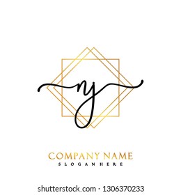 NJ Initial Handwriting logo template vector