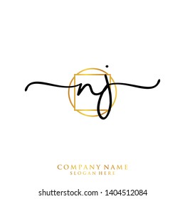 NJ Initial handwriting logo template