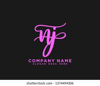NJ Initial Handwriting Logo Vector