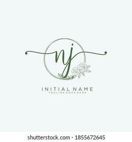 NJ Initial handwriting logo vector