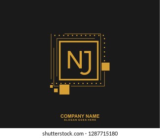 NJ Initial letter geometric logo vector