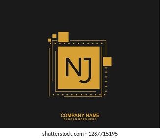 NJ Initial letter geometric logo vector