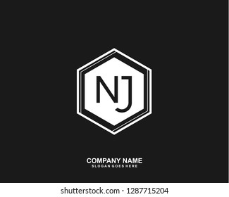 NJ Initial letter geometric logo vector