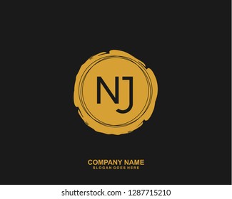NJ Initial letter geometric logo vector