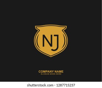 NJ Initial letter geometric logo vector