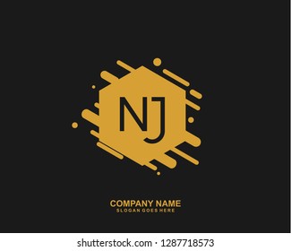 NJ Initial letter geometric logo vector