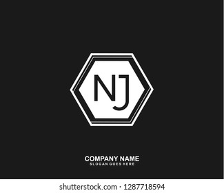 NJ Initial letter geometric logo vector