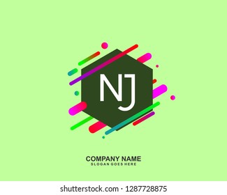 NJ Initial letter geometric logo vector