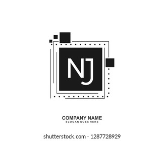 NJ Initial letter geometric logo vector