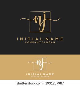NJ Initial letters, handwriting signature logo.