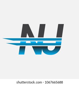 NJ initial logo company name colored black and blue, Simple and Modern Logo Design.