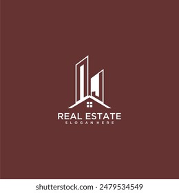 NJ initial monogram building and roof logo for real estate