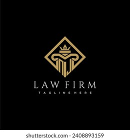 NJ initial monogram logo for lawfirm with pillar in creative square design