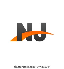 NJ initial overlapping swoosh letter logo black orange