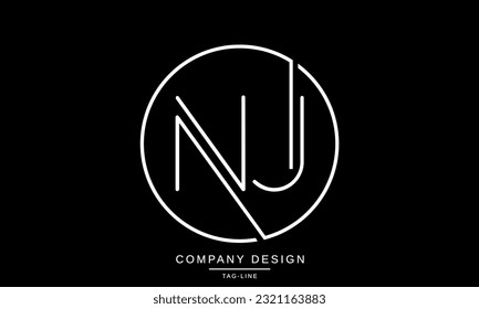 Monograma de NJ, JN, letras abstractas